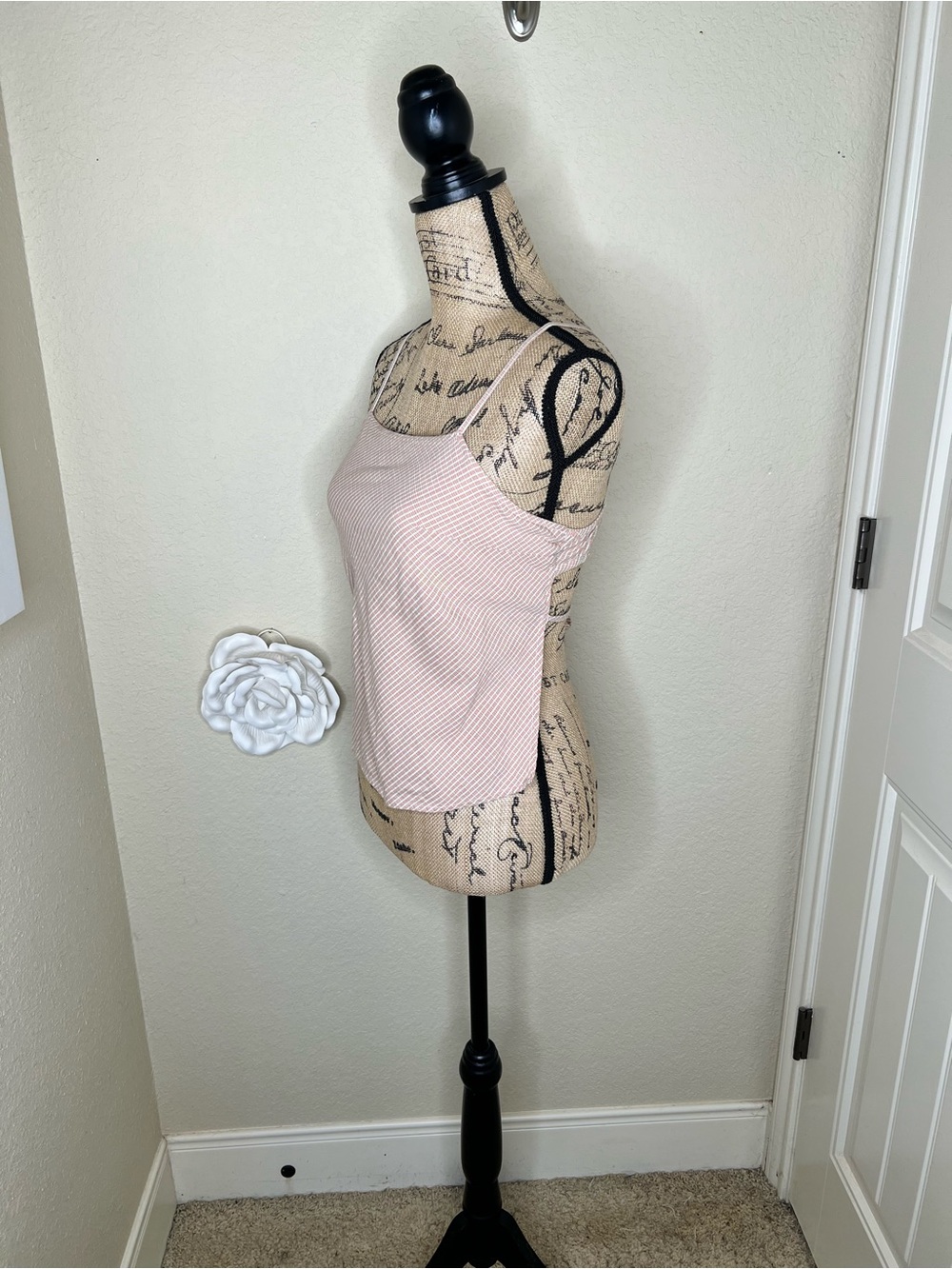 NTM: At Last Pink Gingham Tie Back Cami Tank Top Size Small Cottagecore
